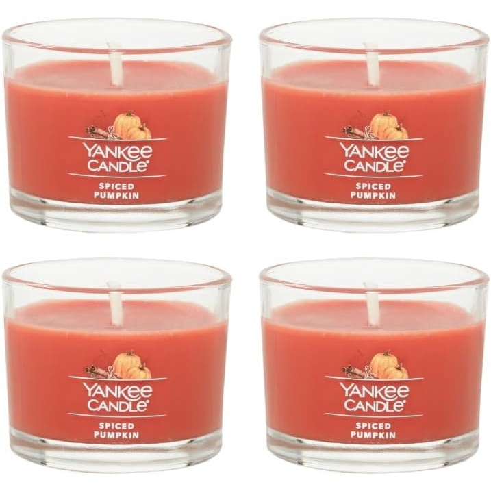image:imageYankee Candle Signature Votive Mini Candle Jar Spiced Pumpkin Scent Natural Soy Wax Blend Candle with Natural Fiber Wick 13 OZ Glass Jar Pack of 12Spiced Pumpkin