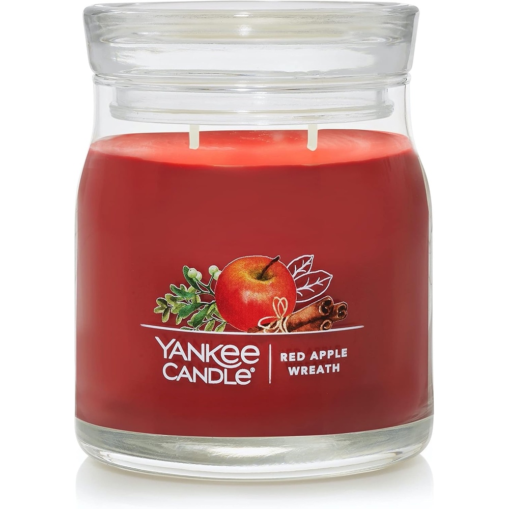 image:imageYankee Candle Studio Scented Candle with up to 50 Hour Burn Time Premium Plant Wax Blend for Consistent Burn 10 oz Jar Candle with Room Filling Fragrance Red Apple Wreath Pack of 1Fruit
