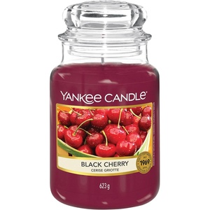 Yankee Candle Black Cherry Scented Classic 22oz Large Jar Single Wick Candle Over 110 Hours of Burn Time Ideal for Home Décor and Gifting(Black Cherry)