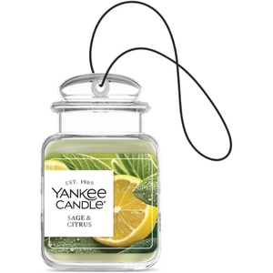 Yankee Candle Car Jar Ultimate Air Freshener, Hanging Car Freshener, Long Lasting Car Fragrance, Bahama Breeze (Pack of 1)(Sage & Citrus)