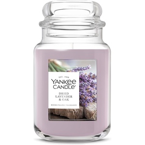 Yankee Candle Dried Lavender & Oak, Scented Candle, 22oz Large Jar with up to 150 Hour Burn Time, Giftable, Birthdays(Dried Lavender & Oak)