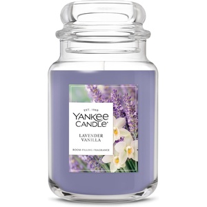 Yankee Candle Dried Lavender & Oak, Scented Candle, 22oz Large Jar with up to 150 Hour Burn Time, Giftable, Birthdays(Lavender Vanilla)