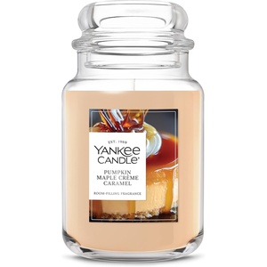 Yankee Candle Home Sweet Home Scented Candle, 22oz Large Jar, Up to 150 Hour Burn Time, Giftable(Pumpkin Maple Creme Caramel)