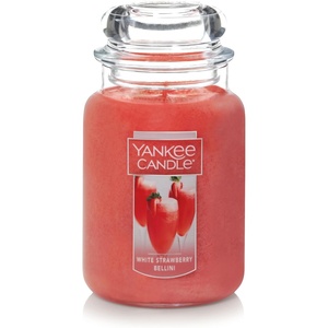 Yankee Candle Honey Clementine Scented Classic 22oz Large Jar Single Wick Aromatherapy Candle Over 110 Hours of Burn Time Apothecary Jar Fall Scented for Home(White Strawberry Bellini)