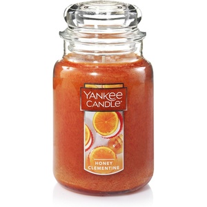 Yankee Candle Honey Clementine Scented Classic 22oz Large Jar Single Wick Aromatherapy Candle Over 110 Hours of Burn Time Apothecary Jar Fall Scented for Home(Honey Clementine)