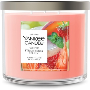 Yankee Candle Large Tumbler Scented Candle with up to 80 Hour Burn Time, Premium Plant Wax Blend for Consistent Burn, 20 oz Tumbler Candle with Room Filling Fragrance, Tangerine & Vanilla(White Strawberry Bellini)
