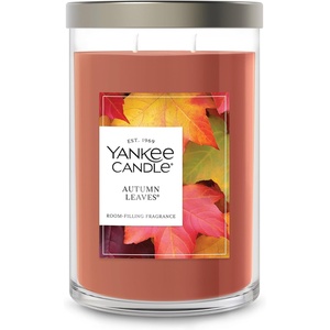 Yankee Candle Large Tumbler Scented Candle with up to 80 Hour Burn Time, Premium Plant Wax Blend for Consistent Burn, 20 oz Tumbler Candle with Room Filling Fragrance, Sugared Cinnamon Apple(Autumn Leaves)