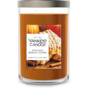 Yankee Candle Large Tumbler Scented Candle with up to 80 Hour Burn Time, Premium Plant Wax Blend for Consistent Burn, 20 oz Tumbler Candle with Room Filling Fragrance, Pumpkin Banana Scone