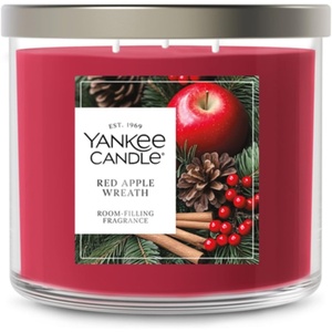 Yankee Candle Large Tumbler Scented Candle with up to 80 Hour Burn Time, Premium Plant Wax Blend for Consistent Burn, 20 oz Tumbler Candle with Room Filling Fragrance, Balsam & Cedar(Red Apple Wreath)