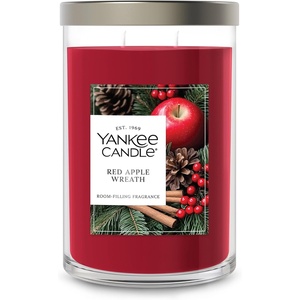 Yankee Candle Large Tumbler Scented Candle with up to 80 Hour Burn Time, Premium Plant Wax Blend for Consistent Burn, 20 oz Tumbler Candle with Room Filling Fragrance, Christmas Eve(Red Apple Wreath)