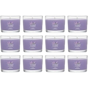 Yankee Candle Lilac Blossoms Scented Mini Jar Candles, 1.3 oz Small Glass Jar Candles, 10-Hour Burn Time, Purple Floral Home Fragrance, for Gifts and Decor (Pack of 12)