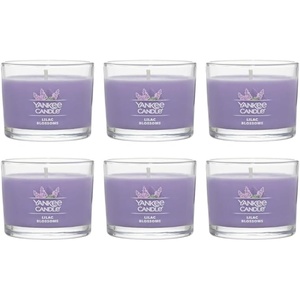 Yankee Candle Lilac Blossoms Scented Votive Candles, Floral Home Fragrance for Ambience, Premium Soy Wax Blend with Natural Fiber Wicks, Small Glass Jar Design, 1.3 Ounce (Pack of 6)