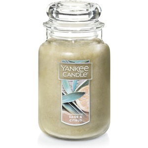 Yankee Candle MidSummer’s Night Scented Classic Large Single Wick Jar Candle 22oz with Over 110 Hours of Burn Time Ideal for Dinner Parties Relaxing Saturdays and Special Occasions(Sage & Citrus)