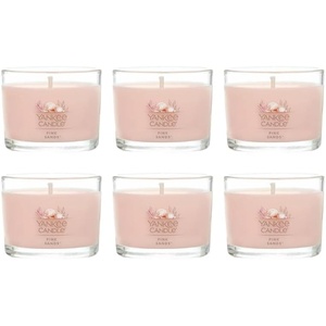 Yankee Candle Mini Jar Scented Candle, Small Single Wick Candle for Home Fragrance, Long Lasting Burn, Pink Sands (Pack of 6)