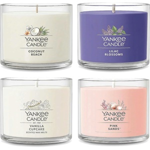 Yankee Candle Mini Jar Scented Candles, Small Single Wick Candle Set, Soy Wax Blend, Vanilla Cupcake, Lilac Blossoms, Coconut Beach, Pink Sands (Sweet Serenity Variety Pack)(Sweet Serenity)