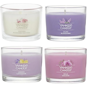 Yankee Candle Mini Jar Scented Candles, Small Single Wick Candle Set, Soy Wax Blend, Vanilla Cupcake, Lilac Blossoms, Coconut Beach, Pink Sands (Sweet Serenity Variety Pack)(Blossoming Florals)