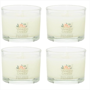 Yankee Candle Mini Jar Scented Candles, Small Single Wick Candle Set for Home Fragrance, Soy Wax Blend, Long Lasting Burn, Shimmering Christmas Tree (Pack of 6)(White Spruce & Grapefruit)