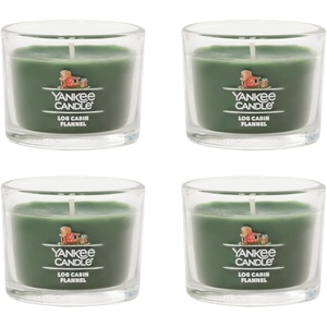 Yankee Candle Mini Jar Scented Candles, Small Single Wick Candle Set for Home Fragrance, Soy Wax Blend, Long Lasting Burn, Shimmering Christmas Tree (Pack of 6)(Log Cabin Flannel)