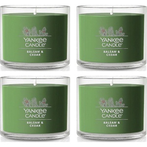 Yankee Candle Mini Jar Scented Candles, Small Single Wick Candle Set for Home Fragrance, Soy Wax Blend, Long Lasting Burn, Shimmering Christmas Tree (Pack of 6)(Balsam Cedar)