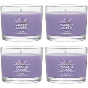 Yankee Candle Mini Jar Scented, Lilac Blossoms, Premium Floral Home Fragrance Wax Blend Long Lasting Aroma for Daily Relaxation, 1.3 Ounce (Pack of 4)