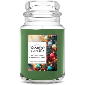 Yankee Candle Mistletoe, Christmas Scented Candle, 22oz Large Jar with up to 150 Hour Burn Time, Giftable(Shimmering Christmas Tree)