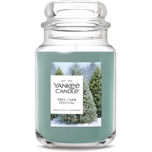 Yankee Candle Mistletoe, Christmas Scented Candle, 22oz Large Jar with up to 150 Hour Burn Time, Giftable(Tree Farm Festival)