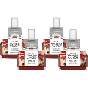 Yankee Candle ScentPlug Refill for Plug in Air Fresheners, Scented Oil Refills, Long Lasting Home Fragrance, Apple Pumpkin (Pack of 4)(Sparkling Cinnamon)