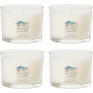 Yankee Candle Signature Votive Mini Candle Jar, Bayside Cedar Scent, Natural Soy Wax Blend Candle with Natural Fiber Wick, 1.3 OZ Glass Jar (Pack of 12)(Magical Bright Lights)