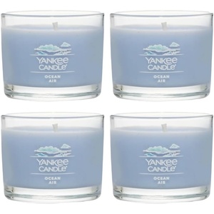 Yankee Candle Signature Votive Mini Candle Jar, Bayside Cedar Scent, Natural Soy Wax Blend Candle with Natural Fiber Wick, 1.3 OZ Glass Jar (Pack of 12)(Ocean Air)