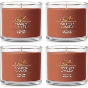 Yankee Candle Signature Votive Mini Candle Jar, Red Apple Wreath Scent, Natural Soy Wax Blend Candle with Natural Fiber Wick, 1.3 OZ Glass Jar (Pack of 12)(Autumn Wreath)