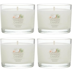 Yankee Candle Signature Votive Mini Candle Jar, Red Apple Wreath Scent, Natural Soy Wax Blend Candle with Natural Fiber Wick, 1.3 OZ Glass Jar (Pack of 12)(Coconut Beach)