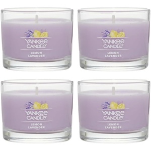 Yankee Candle Signature Votive Mini Candle Jar, Red Apple Wreath Scent, Natural Soy Wax Blend Candle with Natural Fiber Wick, 1.3 OZ Glass Jar (Pack of 12)(Lemon Lavender)