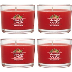 Yankee Candle Signature Votive Mini Candle Jar, Red Apple Wreath Scent, Natural Soy Wax Blend Candle with Natural Fiber Wick, 1.3 OZ Glass Jar (Pack of 12)(Macintosh)