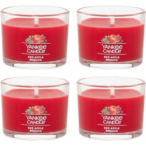 Yankee Candle Signature Votive Mini Candle Jar, Red Apple Wreath Scent, Natural Soy Wax Blend Candle with Natural Fiber Wick, 1.3 OZ Glass Jar (Pack of 12)(Red Apple Wreath)