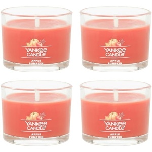 Yankee Candle Signature Votive Mini Candle Jar, Spiced Pumpkin Scent, Natural Soy Wax Blend Candle with Natural Fiber Wick, 1.3 OZ Glass Jar (Pack of 12)(Apple Pumpkin)