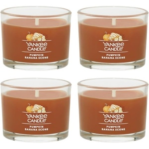 Yankee Candle Signature Votive Mini Candle Jar, Spiced Pumpkin Scent, Natural Soy Wax Blend Candle with Natural Fiber Wick, 1.3 OZ Glass Jar (Pack of 12)(Pumpkin Banana Scone)