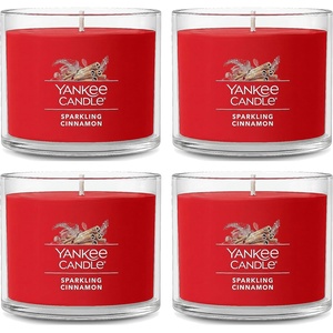 Yankee Candle Signature Votive Mini Candle Jar, Spiced Pumpkin Scent, Natural Soy Wax Blend Candle with Natural Fiber Wick, 1.3 OZ Glass Jar (Pack of 12)(Sparkling Cinnamon)