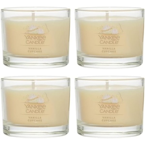 Yankee Candle Signature Votive Mini Candle Jar, Spiced Pumpkin Scent, Natural Soy Wax Blend Candle with Natural Fiber Wick, 1.3 OZ Glass Jar (Pack of 12)(Vanilla Cupcake)