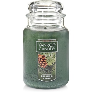 Yankee Candle Sparkling Cinnamon Scented Classic 22oz Large Jar Single Wick Candle Over 110 Hours of Burn Time(Balsam & Cedar)