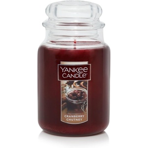 Yankee Candle Sparkling Cinnamon Scented Classic 22oz Large Jar Single Wick Candle Over 110 Hours of Burn Time(Cranberry Chutney)